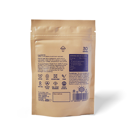 Dirtea Mushroom Powder Lion's Mane Rear Packaging